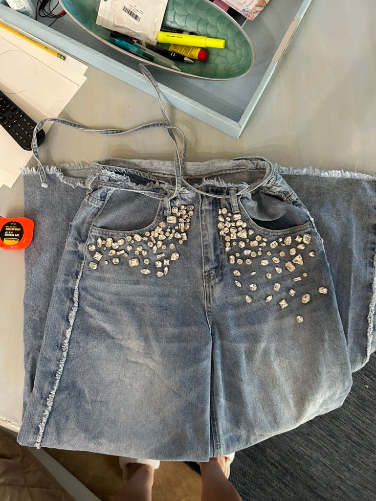 Upscaled Rhinestone Jeans - Alice & Olivia Dupe