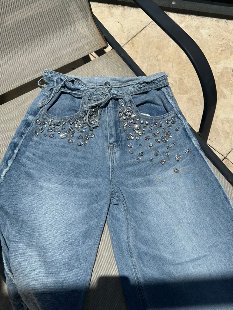 Upscaled Rhinestone Jeans - Alice & Olivia Dupe