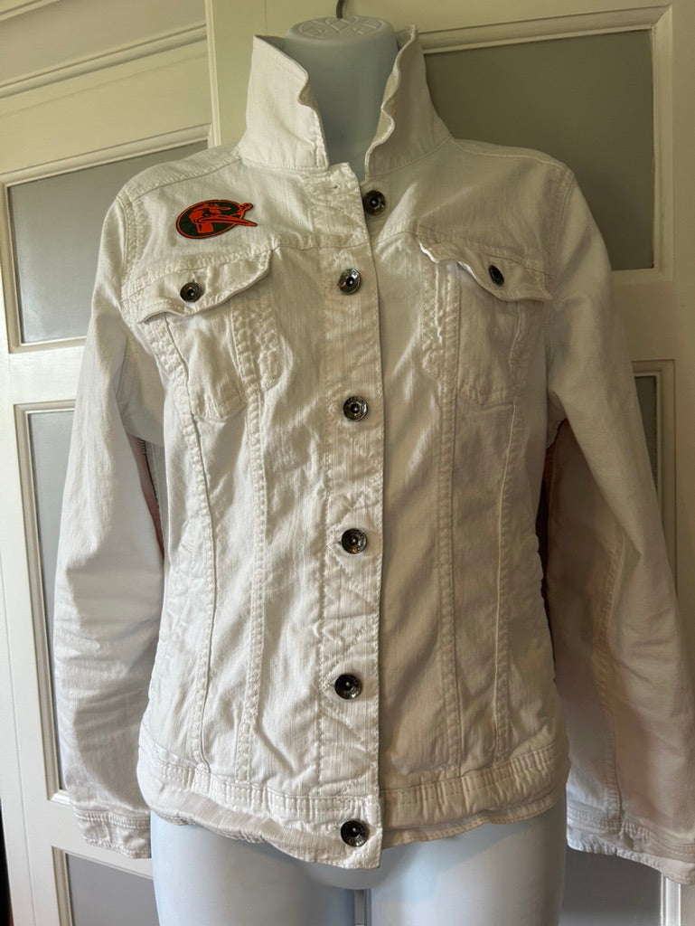 University of Miami vintage up-cycled denim jacket