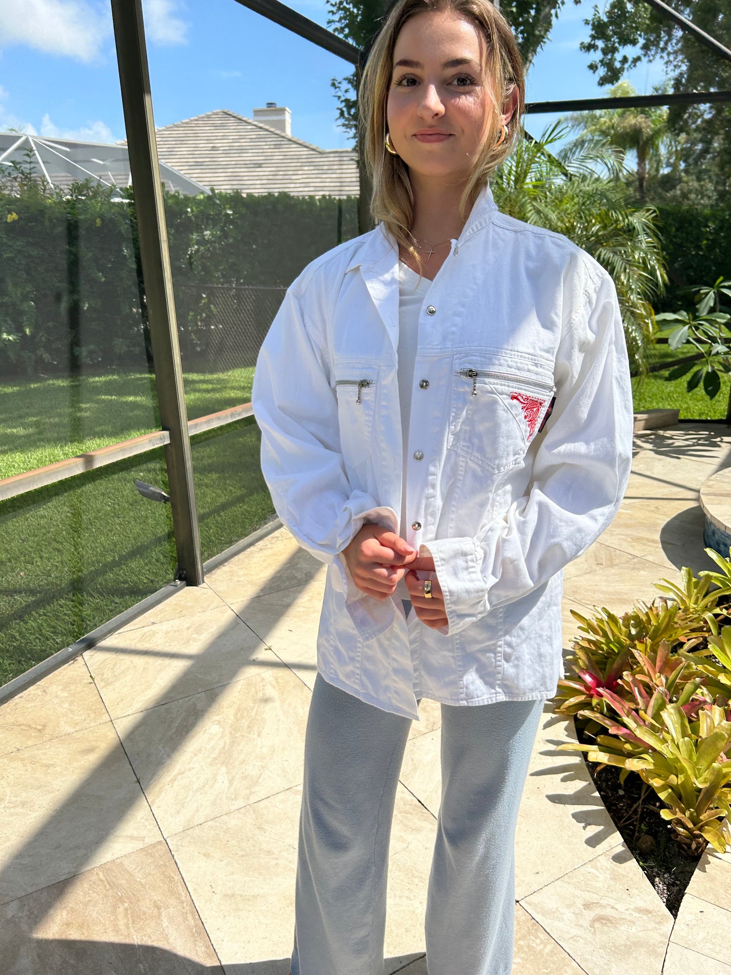 Aerosmith Inspired White Denim Jacket