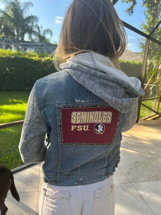 Florida State Grey Hoodie Up-Cycled Jacket
