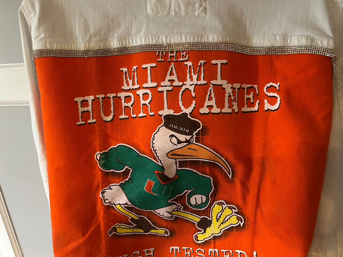 University of Miami vintage up-cycled denim jacket