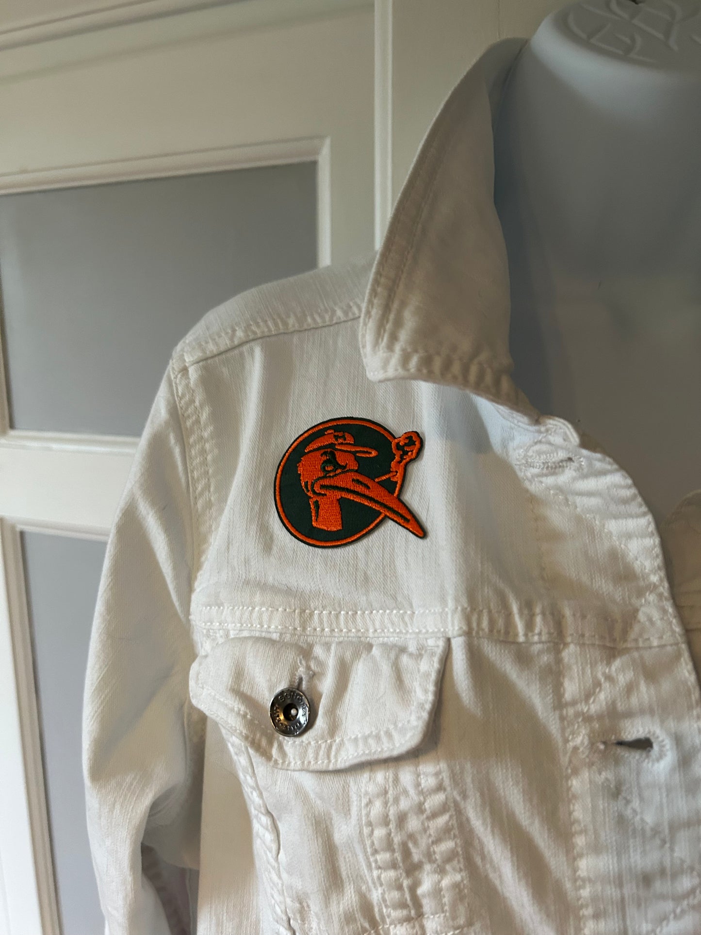 University of Miami vintage up-cycled denim jacket