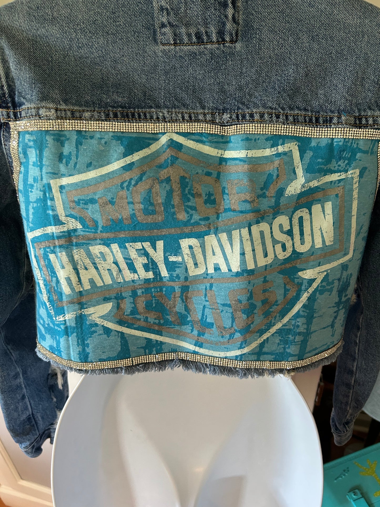 Harley Davidson up-cycled denim jacket