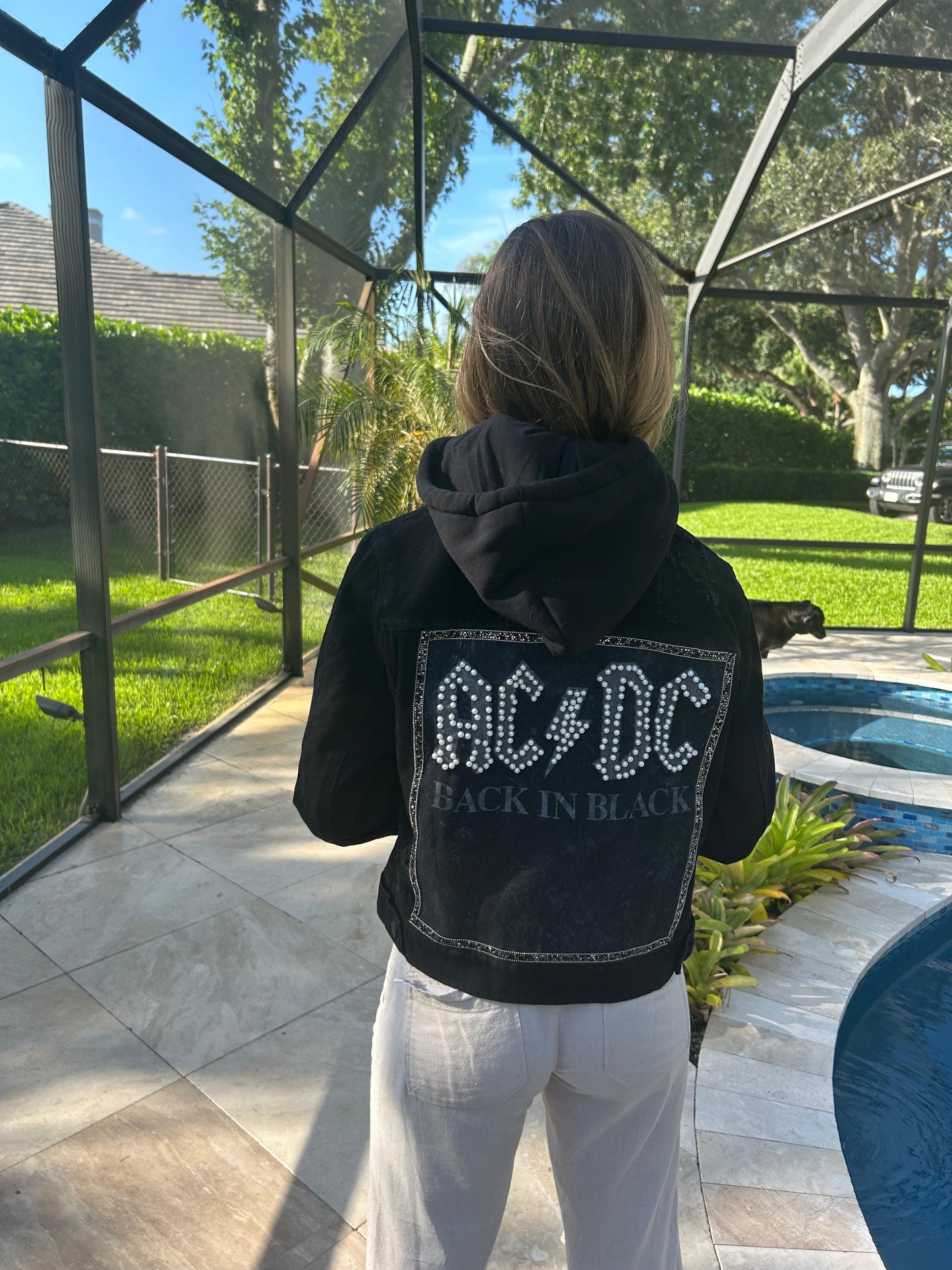 Hooded Denim Jacket AC/DC inspired