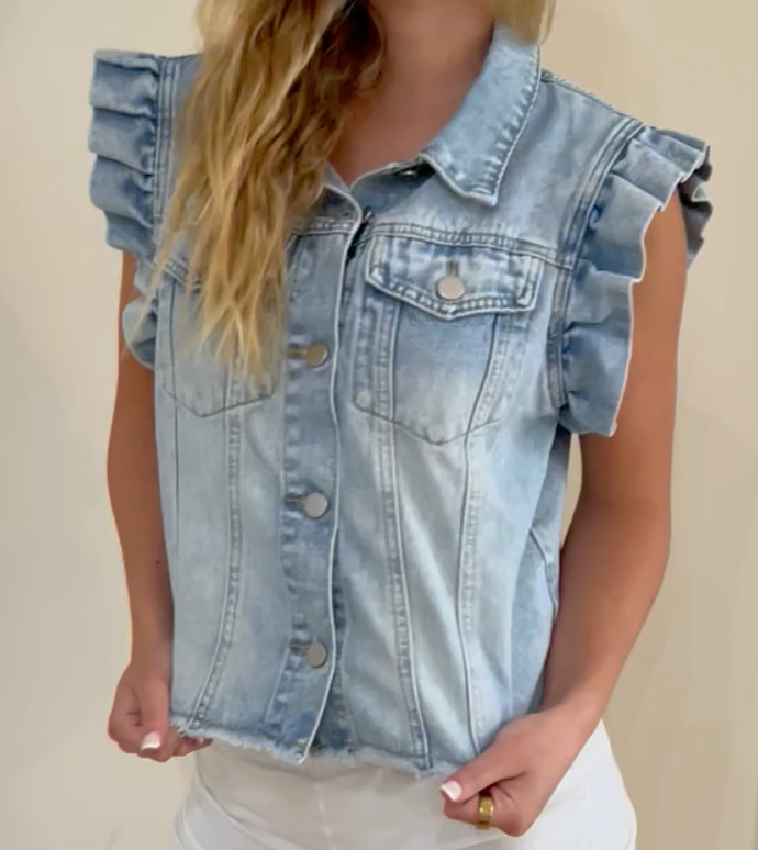 Miami Hurricanes Ruffle Denim Vest