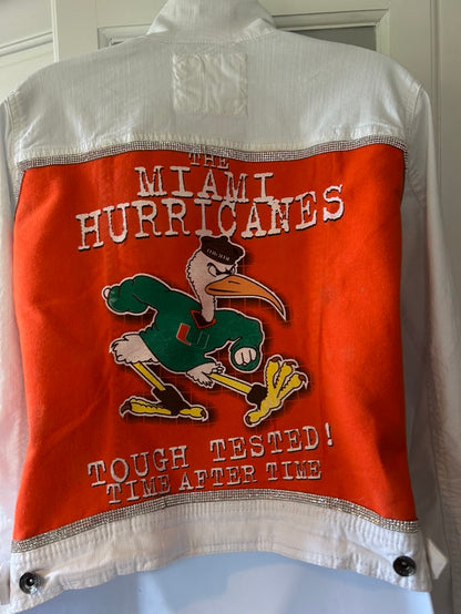 University of Miami vintage up-cycled denim jacket