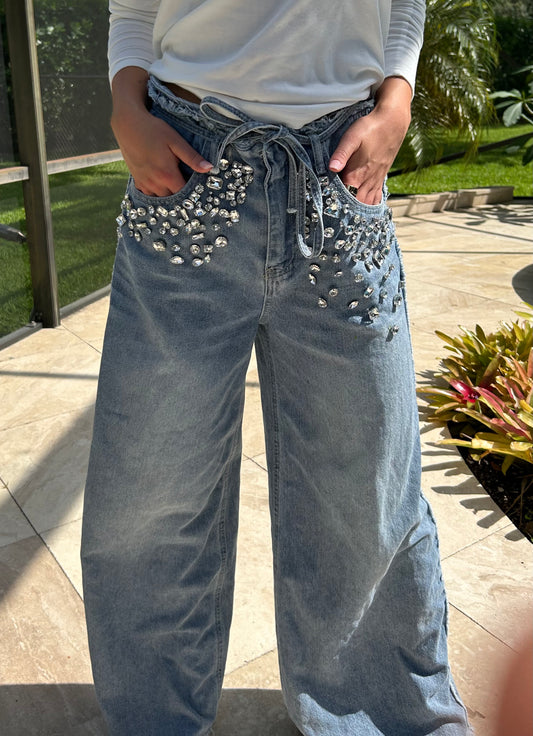 Upscaled Rhinestone Jeans - Alice & Olivia Dupe
