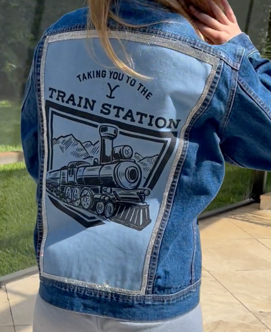 Yellowstone Train Station Denim Jacket