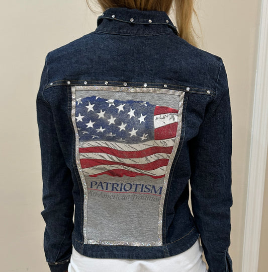 USA Patriotism Americal Flag Denim Jacket