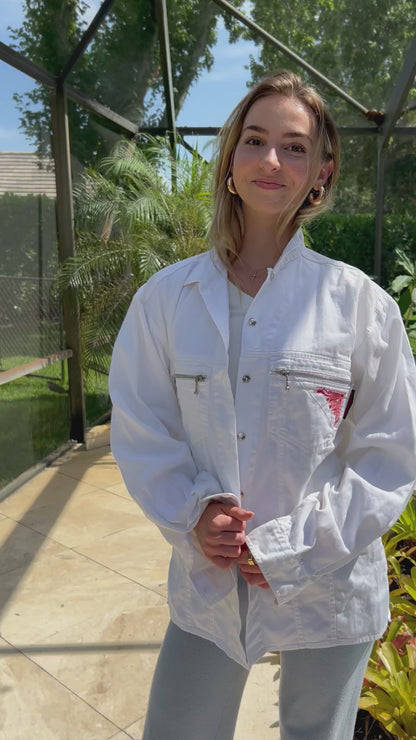 Aerosmith Inspired White Denim Jacket